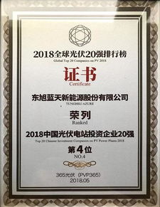 東旭藍(lán)天榮登2018中國(guó)光伏電站投資企業(yè)20強(qiáng)，引領(lǐng)清潔能源投資新篇章